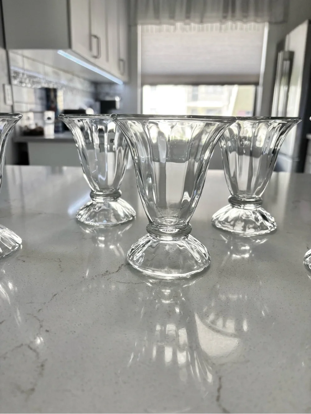 Set of 7 New Old Stock Libbey Clear Glass Tulip Sundae Cups - Vintage
